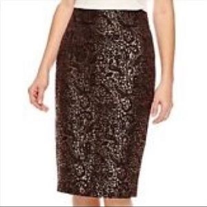 Worthington Scroll Print Pencil Skirt